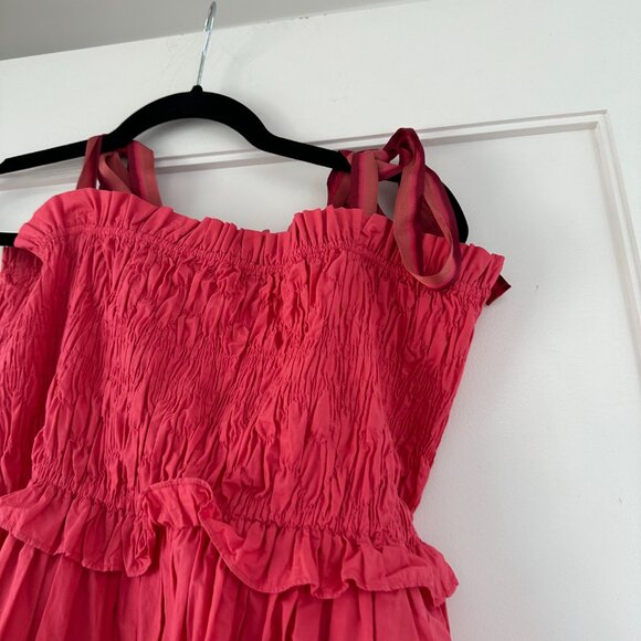 NWT Ulla Johnson Akshara Midi Dress In Honeysukle Sz 8 Shoulder Tie Straps - Picture 6 of 9